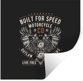 Muurstickers - Sticker Folie - Mancave - Vleugels - Vintage - Motor - 120x120 cm - Plakfolie - Muurstickers Kinderkamer - Zelfklevend Behang XXL - Zelfklevend behangpapier - Stickerfolie