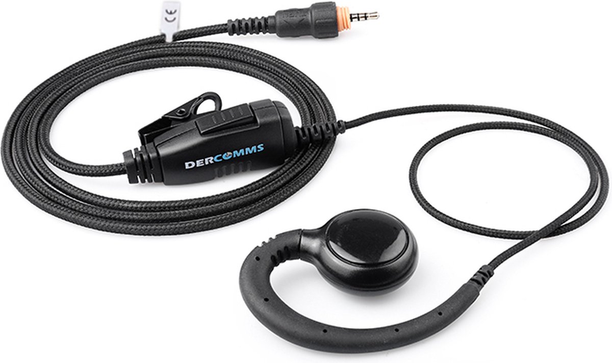 DerComms® C ring portofoon oortje voor de Motorola CLP446 en CLK446 met nylon mantel