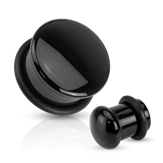 Bouchon simple évasé 10 mm pierre noire ronde