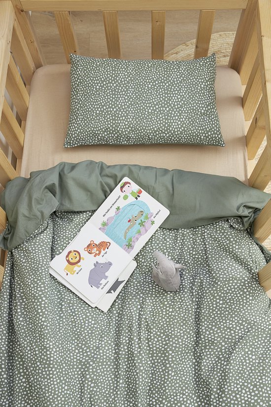 Meyco Baby Cheetah/Uni dekbedovertrek ledikant - forest green - 100x135cm