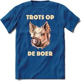 T-Shirt Knaller T-Shirt|Trots op de boer / Boerenprotest / Steun de boer|Heren / Dames Kleding shirt Varken|Kleur Blauw|Maat L