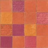 Behang voor badkamers en keukens Profhome 374065-GU vliesbehang licht gestructureerd met geometrische vormen mat oranje rood 5,33 m2