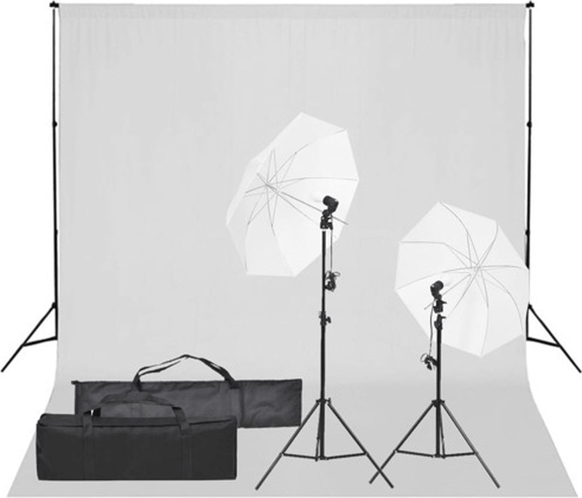 vidaXL - Fotostudioset - met - verlichtingsset - en - achtergrond