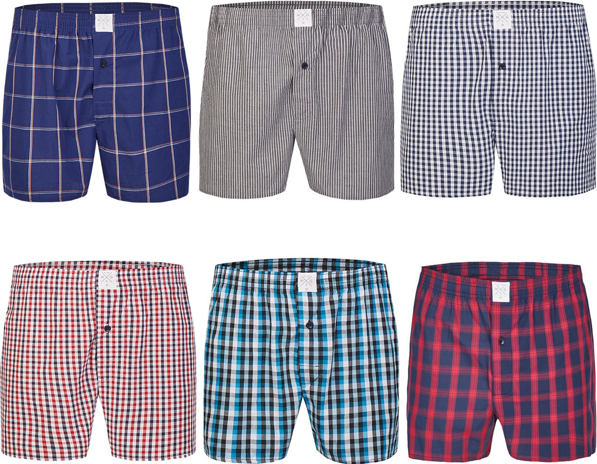 MG-1 Wijde Boxershorts Heren 6-Pack D627 Multipack - Maat L - Losse boxershort heren