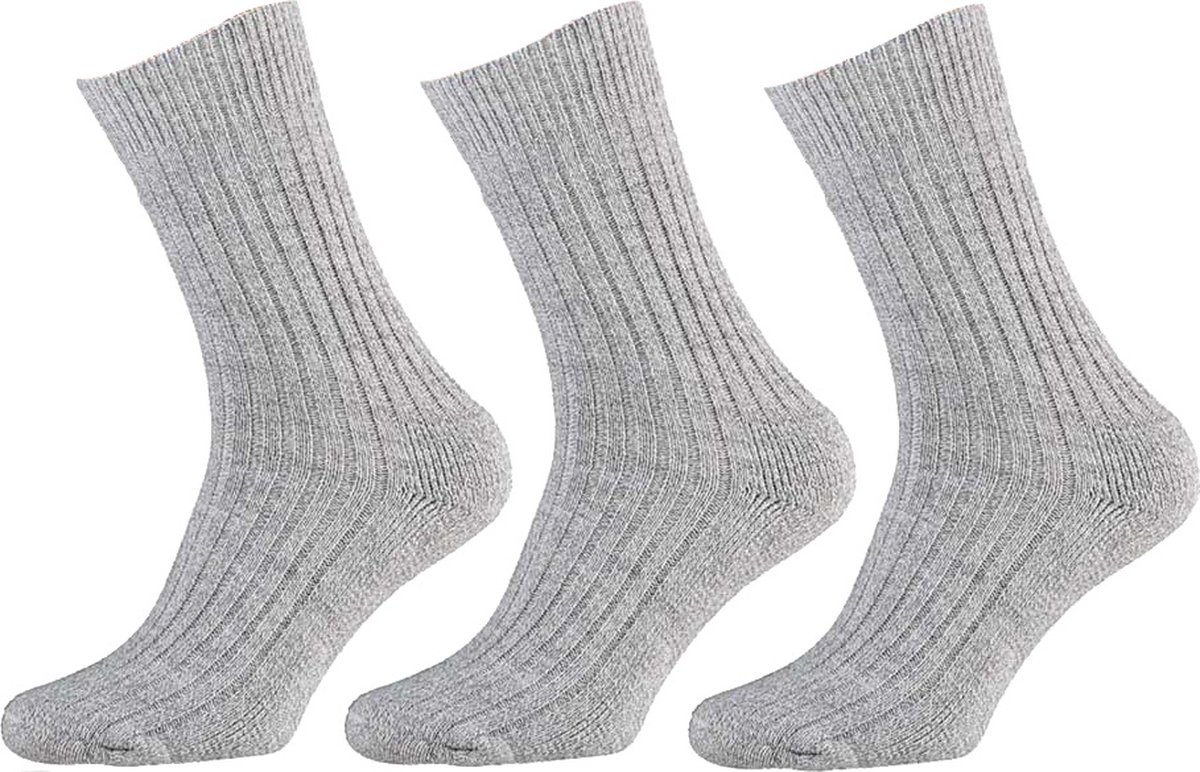 Apollo Noorse Sokken Heren Grijs Terry 3-pack - Maat 46-48