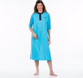 Chemise de nuit ouverte derrière - Chemise de nuit à pressions - Chemise de nuit de soin - Bleu clair - XXXL