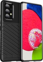 Mobigear Hoesje geschikt voor Samsung Galaxy A53 Telefoonhoesje Flexibel TPU | Mobigear Groove Backcover | Galaxy A53 Case | Back Cover - Zwart