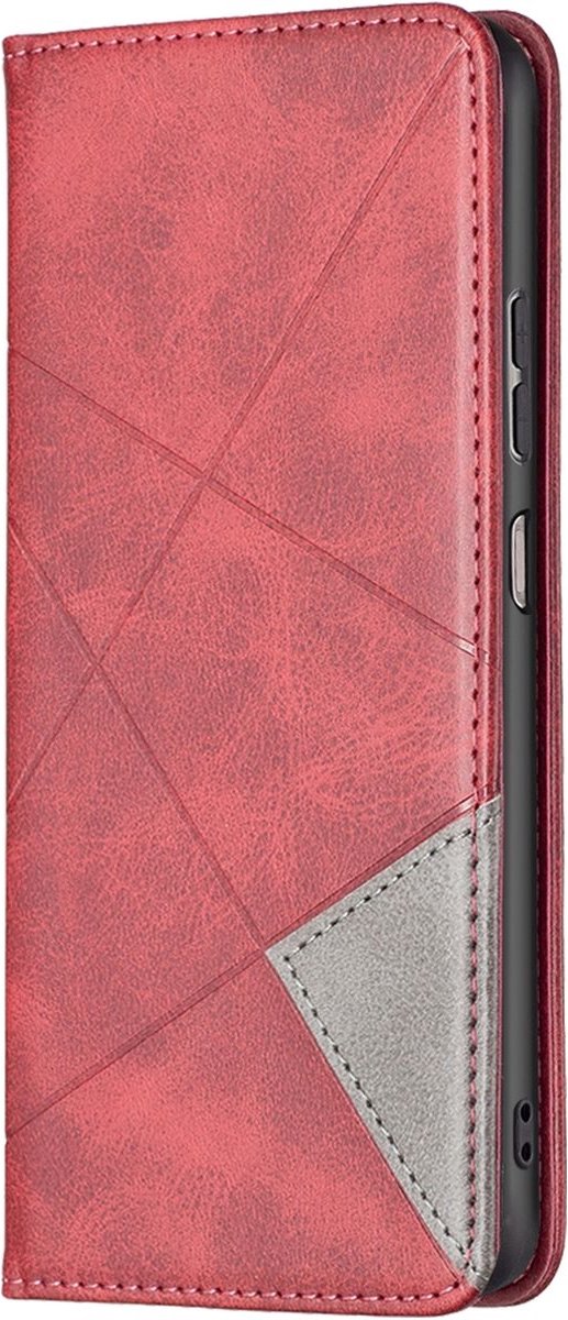 Mobigear Telefoonhoesje geschikt voor Samsung Galaxy A23 Hoesje | Mobigear Rhombus Slim Bookcase | Pasjeshouder voor 2 Pasjes | Telefoonhoesje voor Pinpas / OV Kaart / Rijbewijs - Rood
