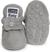Little Riots - babyslofjes - antislip - fleece stepper - grijs - slofjes voor je baby, dreumes en peuter voor jongens en meisjes - 6-12 Maanden (11,5cm) - schoenmaat 18-19