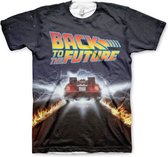 Back To The Future Heren Tshirt -2XL- DeLorean Fire Tracks Allover Multicolours
