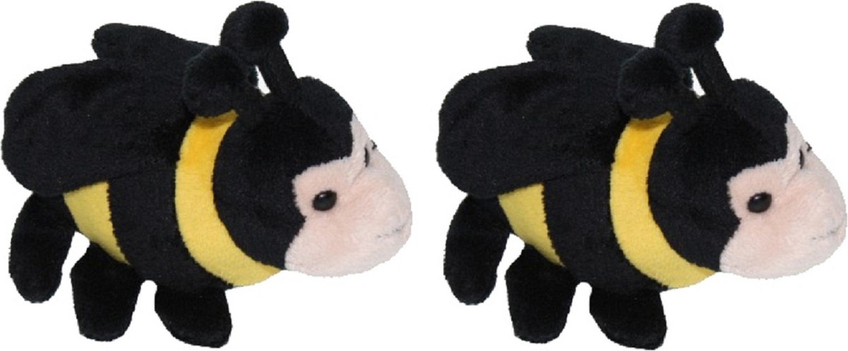 Set van 2x stuks pluche bijen knuffels 13 cm - Insecten dieren knuffels