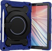 Tablet Hoes geschikt voor Lenovo Tab M10 HD (2020) - 10.1 Inch - Armor Case met Ring - Pencil Houder - Donker Blauw