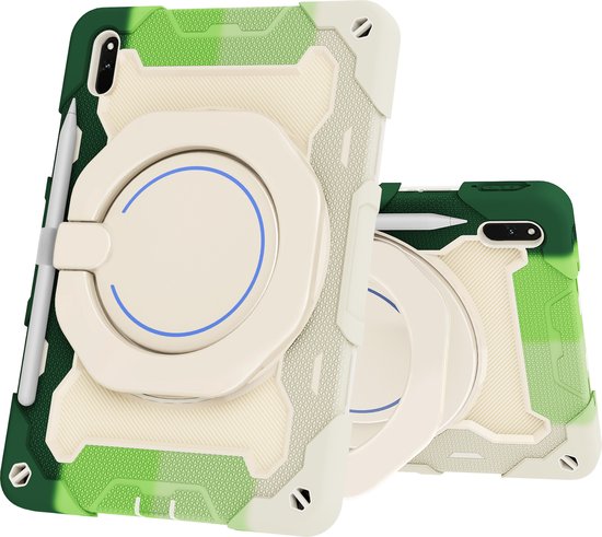 Étui pour tablette adapté à Huawei MatePad 11 (2021) - 11 pouces - Étui blindé avec Ring - Porte-crayon - Vert arc-en-ciel