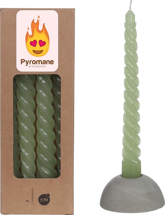 Pyromane - gedraaide kaarsen - set van 4 stuks - kleur : groen