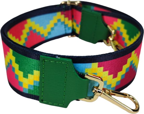 Qischa® Bag strap - Tassenriem - Schouderband - Schouderriem - Tassen Riem - Tas Hengsel - Verstelbare Riem - groen, geel, roze, blauw - goud hardware