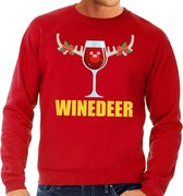 Foute kersttrui / sweater met wijnglas Winedeer rood voor heren - Kersttruien XL