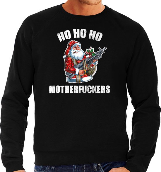 Foto: Hohoho motherfuckers foute kersttrui zwart heren kerstsweaters kerst outfit xxl