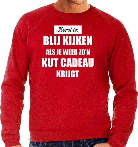 Rode foute Kersttrui / sweater - Kerst is blij kijken / kut cadeau - heren - Kerstkleding / Christmas outfit XXL