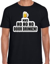 Niks ho ho ho bier doordrinken fout Kerst t-shirt - zwart - heren - Kerst t-shirt / Kerst outfit L