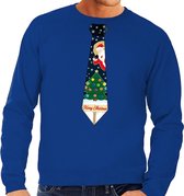 Foute kersttrui / sweater met stropdas van kerst print blauw voor heren XXL