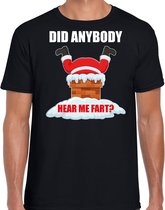 Fun Kerstshirt / Kerst t-shirt Did anybody hear my fart zwart voor heren - Kerstkleding / Christmas outfit S