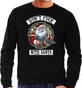 Grote maten foute Kerstsweater / Kerst trui Dont fuck with Santa zwart voor heren - Kerstkleding / Christmas outfit XXXL