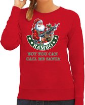 Foute Kerstsweater / kersttrui Rambo but you can call me Santa rood voor dames - Kerstkleding / Christmas outfit M