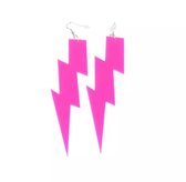 Oorbellen roze bliksemschicht- roze- oorbel- Cadeau- neon roze oorbellen-leuke neon roze oorbellen-Sieraad bliksem neon oorbellen–roze  oorbel -foute feest-foute party-carnaval-90s -90´s -dames-kleur-verjaardag-cadeau-neon roze oorbel voor meisje