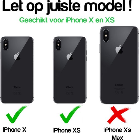 Comparaison des iPhone X, XS et XS Max avec une coche verte pour X et XS, et une croix rouge pour XS Max.