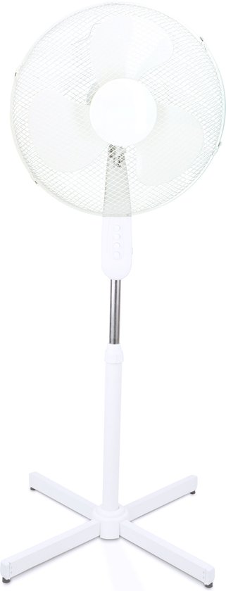 Statiefventilator 40 cm wit verstelbaar 100-120 cm 3 snelheden 50W stil en stabiel voor woonkamer kantoor