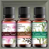 CareScent Anti Insect Etherische Olie Set 3x Stuks | Essential Oils | Citronella- Kruidnagel- en Theeboomolie | Essentiële Oliën Tegen Insecten | Aromatherapie olie (30 ml)