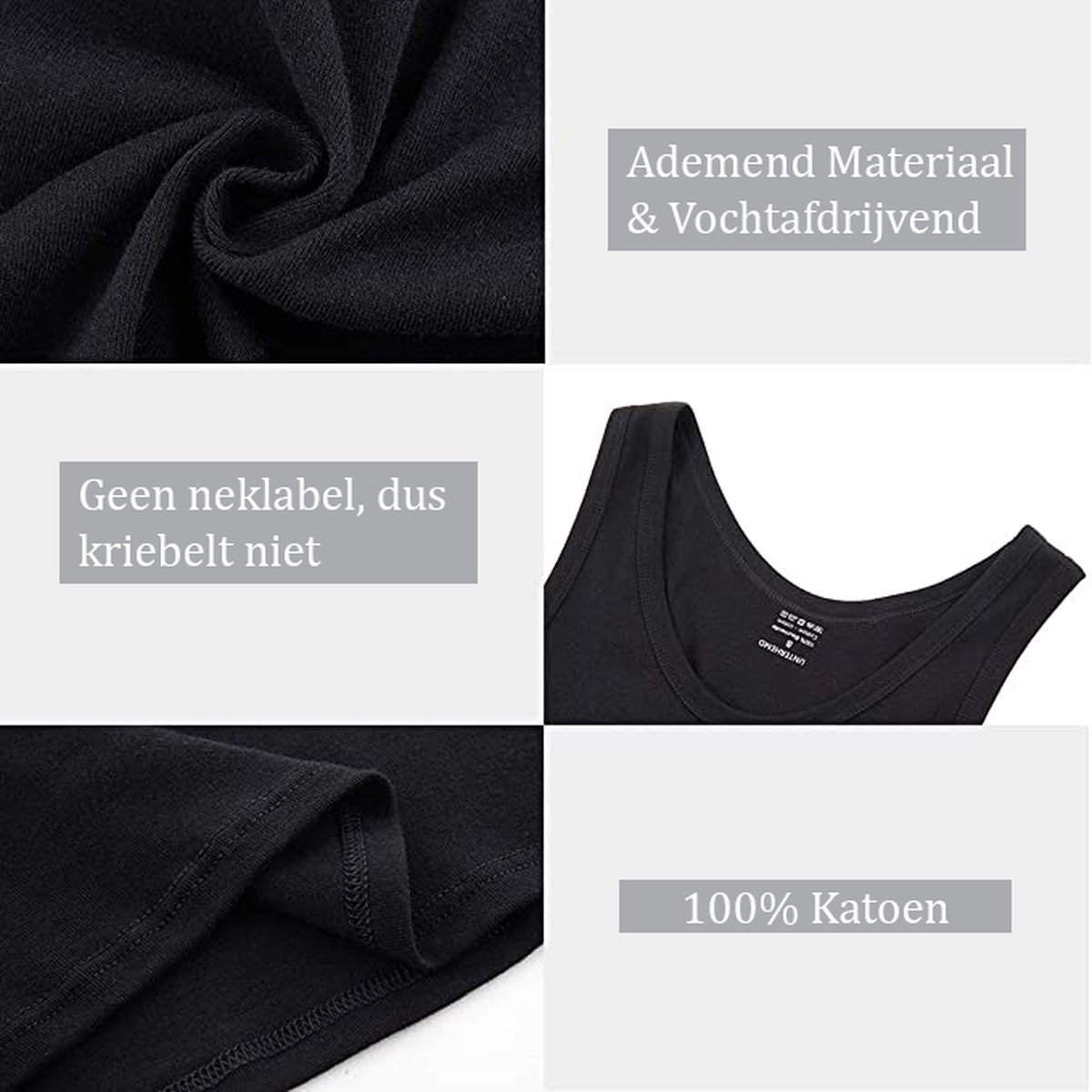 Onderhemd Heren - 3 stuks - Zwart - 100% Katoen - Ronde Hals - Hemd -  Ondershirt 