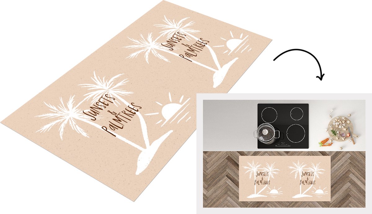 KitchenYeah Keukenloper - Loper keuken - Spreuken - Quotes - Sunsets & palmtrees - Palmbomen - 120x60 cm - Keukenloper vinyl Multicolor