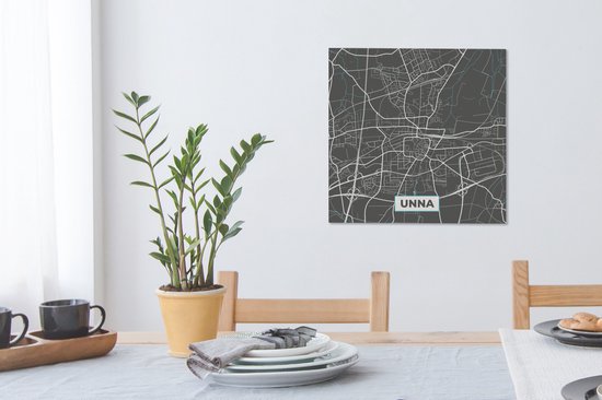 Tableau sur Toile Plan de Ville - Carte - Allemagne - Blauw - Unna - Carte - 50x50 cm - Décoration murale