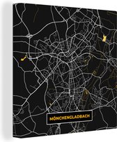Canvas Schilderij Mönchengladbach - Black and Gold - Kaart - Stadskaart - Plattegrond - 50x50 cm - Wanddecoratie