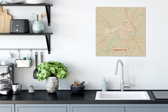 Canvas Schilderij Ninove - Kaart - België - Stadskaart - Plattegrond - 50x50 cm - Wanddecoratie