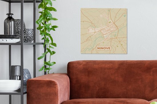 Canvas Schilderij Ninove - Kaart - België - Stadskaart - Plattegrond - 50x50 cm - Wanddecoratie