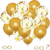 Joya® 40 stuks Gouden & Confetti Goud Helium Ballonnen met Lint | Decoratie | Versiering | Papieren Confetti | Latex ballonnen 40 stuks