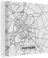 Canvas Schilderij Stadskaart - Frankrijk - Kaart - Poitiers - Plattegrond - 50x50 cm - Wanddecoratie