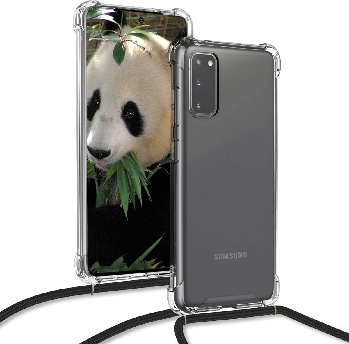 Arara Silicone Hoesje geschikt voor Samsung Galaxy S20 Transparant Hoesje met Zwarte draagkoord / Backcover / Case / Samsung