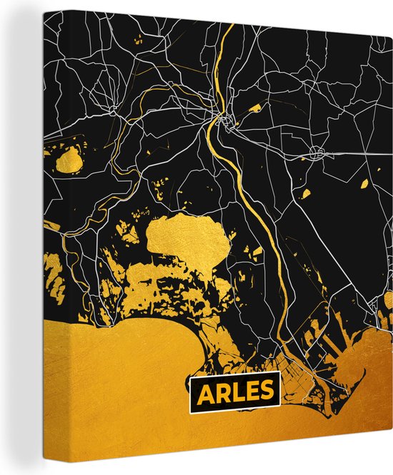 Tableau sur Toile Carte – Plan – Plan de Ville – France – Arles - 90x90 cm - Décoration murale