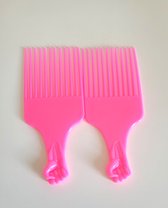 Afro plastic Kam Voor Krullend - 1 stuk steil Haar- Kam voor alle haartype- Roze kleur -voor dikke lang en dunne haar- krullen, kroeshaar, Barden , Haarkam