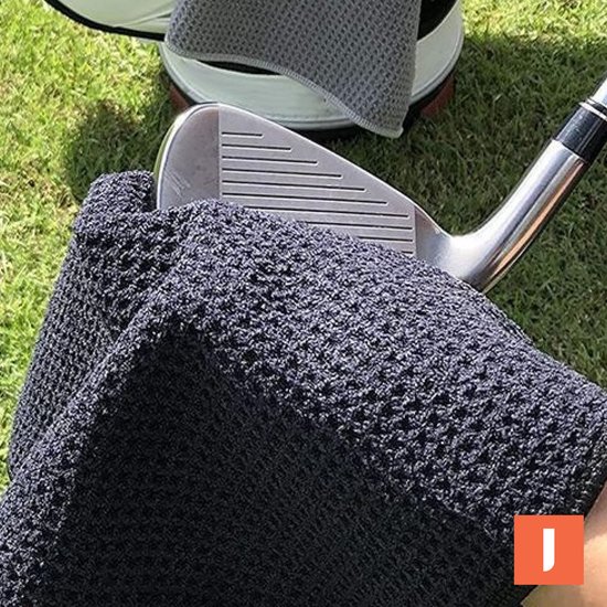 Microfiber Golf Handdoek - Snel drogend - Grote haak - Zwart - Jobber Sports