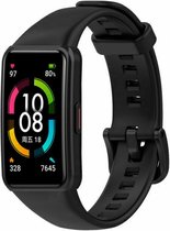 Siliconen Smartwatch bandje - Geschikt voor Honor Band 6 siliconen bandje - zwart - Strap-it Horlogeband / Polsband / Armband