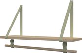 Plankje Roe 98cm - Handles and more® | SUEDE JADE (Complete set: leren plankdragers + plank eikenhout + roede)