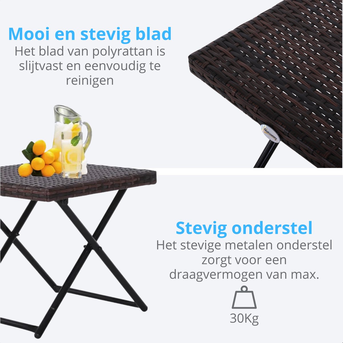 Zaza Home Tuintafel Bijzettafel Bloemstand Tuinmeubilair Vouwtafel Opvouwbare Poly Rattan Metalen Bruin 40 X 40 X 40 Cm Zaza Home Tuintafel Bijzettafel Bloemstand Tuinmeubilair Vouwtafel Opvouwbare Poly Rattan Metalen Bruin 40 X 40 X 40 Cm