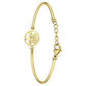 Lucardi Dames Goldplated armband met levensboom - Staal - Armband - Cadeau - 20 cm - Goudkleurig