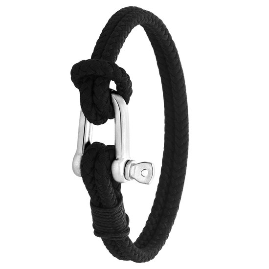 Geleidbaarheid min scannen Lucardi - Heren Armband boeisluiting zwart - Stof - Armband - Cadeau - 19  cm -... | bol.com