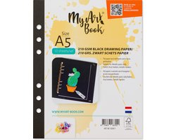 MyArt®Book schetspapier 210 g/m2 zwart papier – formaat A5 - 10 vel per set