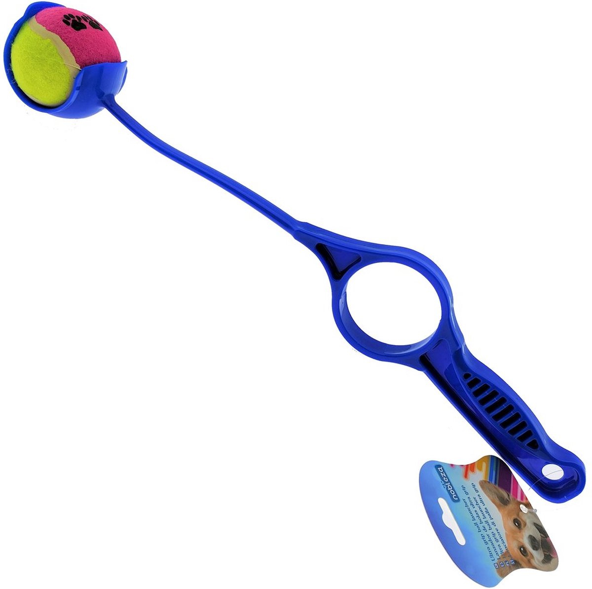 Nobleza Hondenbalwerper - Werpstok voor Honden - Inclusief Tennisbal - 43,5 cm - Blauw